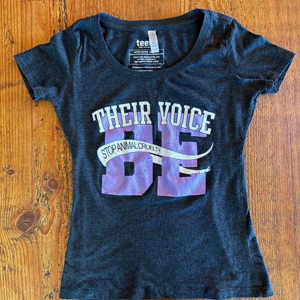 Animal Welfare “Be Their Voice, Stop Animal Cruelty" Women's Baby Tee Size M